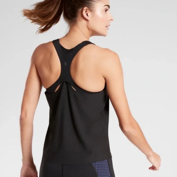 NWT ATHLETA 2-in-1 Ultimate Support Tank Top & Sports Bra Black - Picture 3 of 4